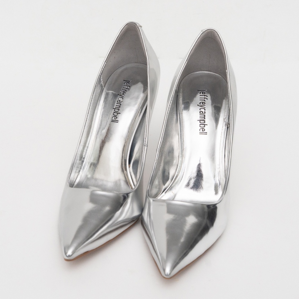 JEFFREY CAMPBELL Trixy‎ Pointed Toe Pump In Silver Metallic - Picture 6 of 12
